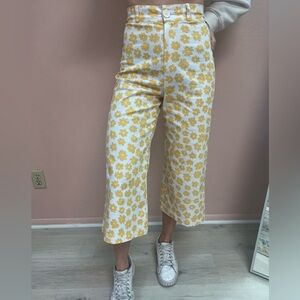 Floral Yellow and White Pants